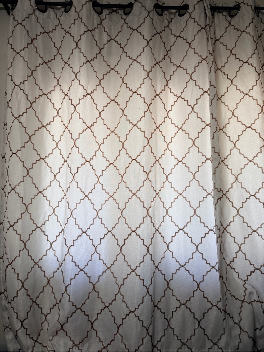 3 pairs Neutral Trellis Pattern Curtain Panel - White and Light Brown